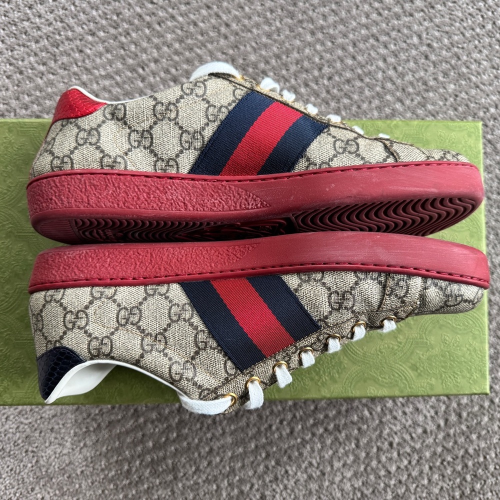 Gucci Monogram Sneakers with Red and Blue Accents - Picture 8 of 11
